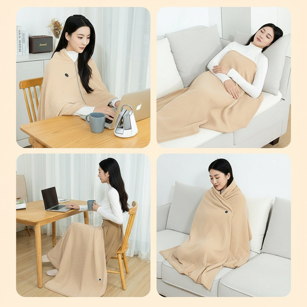 Plaid Chauffant Électrique Portable – Rechargeable & Lavable