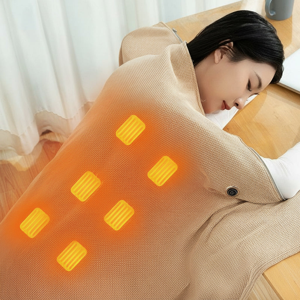 Plaid Chauffant Électrique Portable – Rechargeable & Lavable